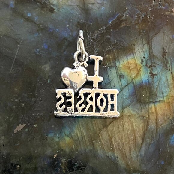 Sterling Silver 925 "I Love Horses" Red Heart Charm Pendant Equestrian Horse - Picture 5 of 12